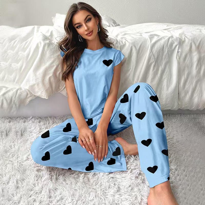 Milk Silk New Small Fly Sleeve Women'S Home Clothes Printed Solid Color Thin Pajamas Suit Can Be Worn Outside - Image 5